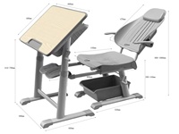Ensemble de bureau et chaise pliants pour enfants, mobilier scolaire, table inclinable réglable pour la sieste, cadre en métal MDF