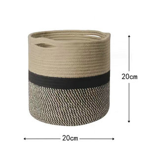 Woven Cotton <b>Rope</b> <b>Basket</b> Round <b>Storage</b> Laundry <b>Basket</b> Eco-Friendly Home Decoration Organizer - Product Image 3
