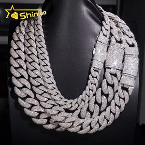 Dây chuyền Hip Hop sang trọng dành cho rapper, mạ đá, bạc 925, 20mm 22mm 23mm, bộ mạ Moissanite, kiểu Cuban Link - Product Image 1