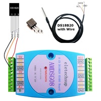 Module d'acquisition de température 8CH DS18B20 RS485 3000V Isolation optique Communication Modbus RTU DC 12V 24V