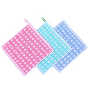 Serviette carrée en coton pur jacquard 25x25cm, motif à pois, pour enfants, débarbouillettes pour bébés - Product Image 2