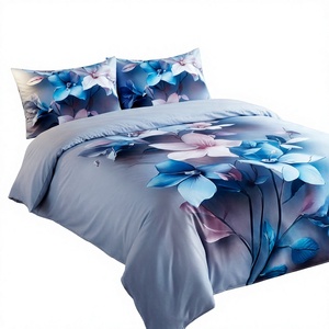 Stock Modern Elegant Blue <b>Purple</b> Floral Polyester 3-piece Bedding <b>Set</b> Poland Home Woven 100% Polyester 40 Washable 3 Pcs 2.5-3kg - Product Image 1