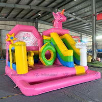 Château gonflable extérieur YZ Inflatables en PVC avec double toboggan, structure de saut et toboggan aquatique pour fêtes