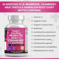 Capsules de Probiotiques, Canneberges et D-Mannose pour Femmes Adultes - Complément Nutritionnel pour la Santé Ovarienne et l'Équilibre Hormonal, Végétarien et Végétalien