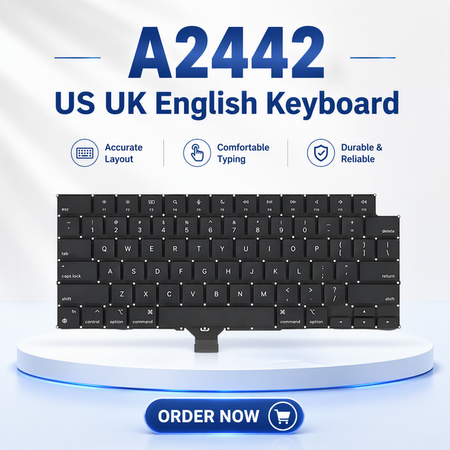 New for Macbook Pro M1 Retina 14" 16" A2442 US UK English Keyboard Italian Turkish Swedish Arabic 2021 Replace Keyboard Black
