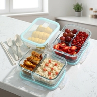 Boîte Alimentaire Réutilisable en Verre Borosilicate avec Couvercles Hermétiques, Ensemble de Préparation de Repas et Bols de Rangement