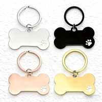 Porte-clés personnalisé gravé en forme d'os avec empreinte de patte Ywyougang - Porte-clés en acier inoxydable pour animaux de compagnie, pour chiens et chats, multicolore