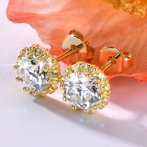 1 Fine Copper 14K Gold Plated Anti Tarnish Rabbit Arrow Bezel <b>Set</b> Round Cut 2CT VVS GRA Moissanite Jewelry Fashion <b>Stud</b> <b>Earrings</b> - Product Image 4