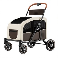 Poussette pour chien de grande taille en acier carbone, pliable, 4 roues, ajustement universel, transporteur portable pour voyages en plein air