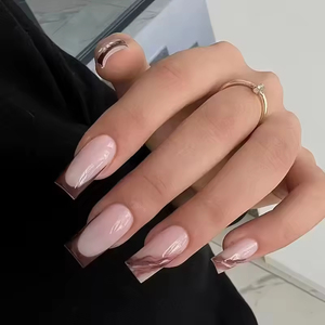 Lot de 24 <span class=keywords><strong>faux</strong></span> <span class=keywords><strong>ongles</strong></span> à presser carrés en amande, réutilisables, couvrance totale, avec logo personnalisé, marque privée, vente en gros - Product Image 5