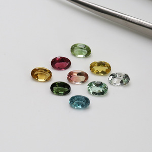 Tormalina Naturale Colorata a Forma Ovale Cabochon 6x4mm, <span class=keywords><strong>Pietre</strong></span> Sciolte Lucidate con Brillante Fiamma, Cristallo Trasparente per Gioielli - Product Image 2