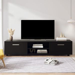 Mueble de <span class=keywords><strong>TV</strong></span> Moderno con 2 Gabinetes de Almacenamiento, Centro de Entretenimiento para <span class=keywords><strong>TV</strong></span> de <span class=keywords><strong>55</strong></span>, 60 y 65 Pulgadas, <span class=keywords><strong>Mesa</strong></span> de Consola Simple para Televisión - Product Image 2