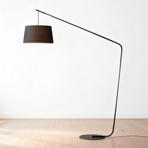 Modern Arched <strong>Floor</strong> <strong>Lamp</strong> with Hanging Drum <strong>Shade</strong> Minimalist Black Arc Light <strong>for</strong> Living Room - Product Image 1