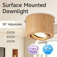 CANMEIJIA Spot LED encastré 7W GU10, angle réglable, plafonnier, grain de bois, 3 couleurs, pour salon, chambre à coucher