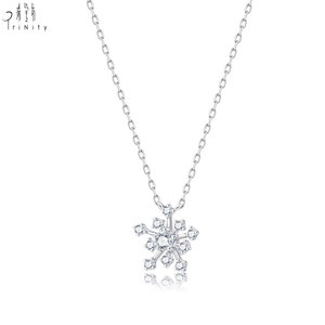 New Product Wholesale Snowflake Design Small Size Hot Sale Necklace Jewelry 18K <b>Solid</b> <b>Gold</b> Real Natural Diamond <b>Pendant</b> Necklace - Product Image 2