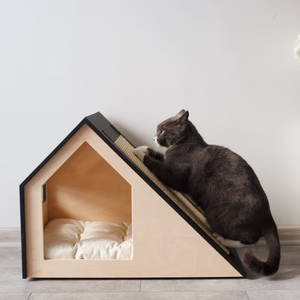 قفص القطط مثلث خشبي أسود داخلي مستدام وحديث الأكثر مبيعًا منازل القطط الفاخرة المقاومة للماء للأثاث - Product Image 2