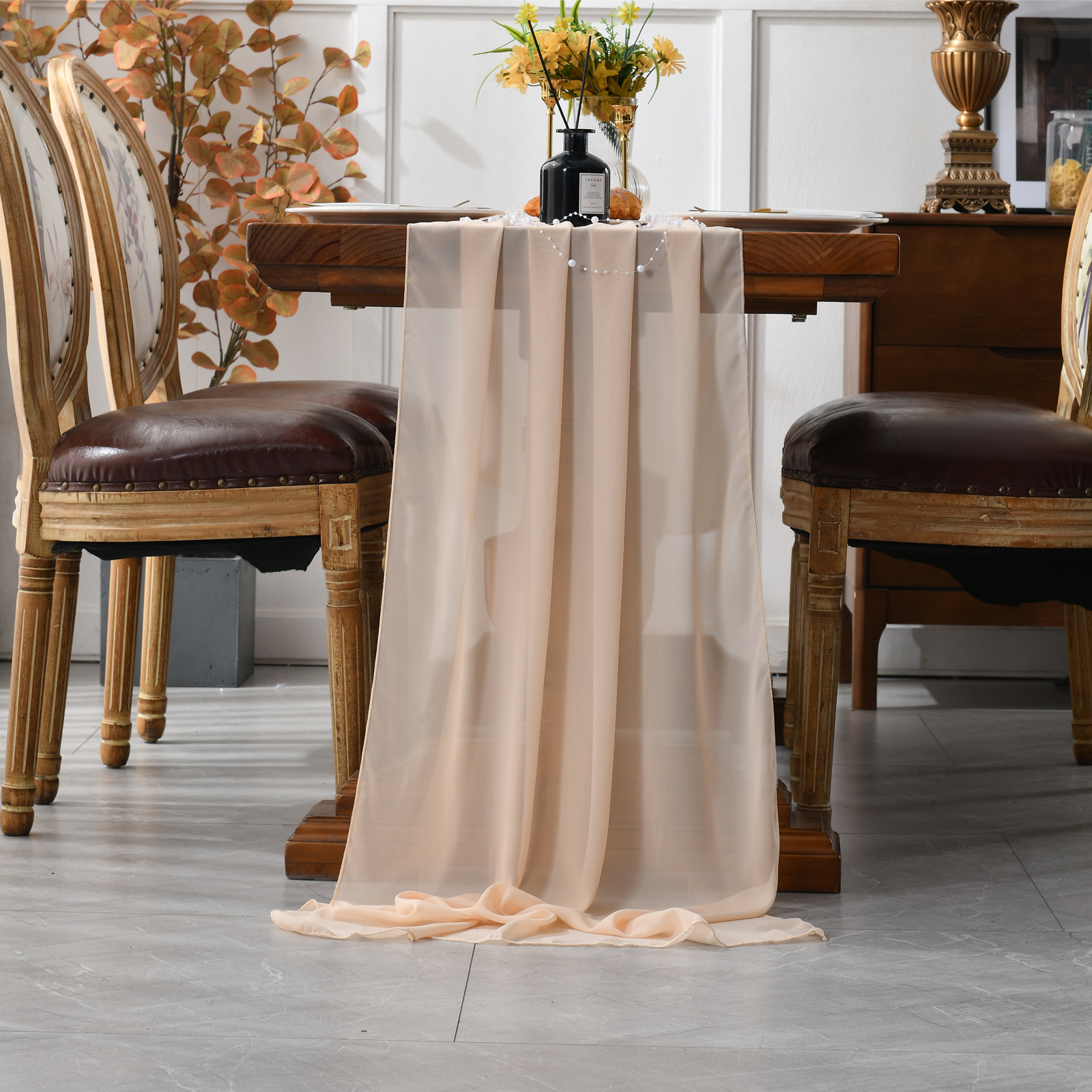 Лидер продаж, роскошный шифоновый стол 27x120 дюймов с марлевым украшением для свадьбы, обеденной вечеринки