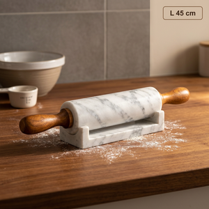 Brown Marble <b>Pastry</b> <b>Board</b> & Rolling Pin with Wooden Handles Eco-Friendly Flower Pattern Baking Tool Aqudus Saleem GH-42 - Product Image 2