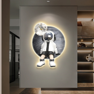 Decorazione per Cameretta Bambini, Quadro Luminoso a LED con Astronauta Cartoon e Orologio, Arte Murale di Alta Qualità per Soggiorno - Product Image 2