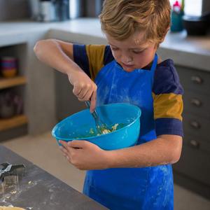 Gorro y <span class=keywords><strong>delantal</strong></span> <span class=keywords><strong>de</strong></span> Chef <span class=keywords><strong>para</strong></span> niños y niñas, personalizado, barato, OEM, promocional, azul, envío gratis - Product Image 5