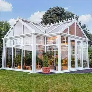 Moderno Design francese piccolo 4 stagione camera di vetro giardino d'inverno casa in alluminio veranda con porta pieghevole per cortile esterno