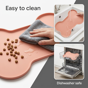 Tapis d'alimentation pour animaux de compagnie en silicone de qualité supérieure avec ventouses, antidérapant, pliable, pour gamelles de chien et de chat, facile à nettoyer, plateau de repas pour animaux - Product Image 4