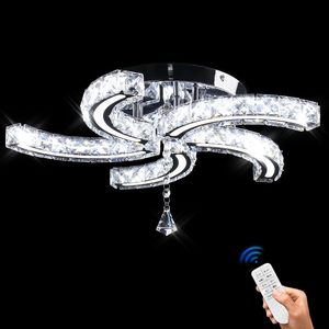 Plafonnier en cristal blanc froid en forme de <span class=keywords><strong>faucille</strong></span>, base en acier inoxydable, disponible pour salon, chambre, hôtel, hall intérieur, taille moyenne - Product Image 1