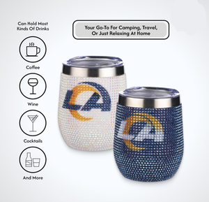 Maßgefertigter Hochwertiger Edelstahl U-förmiger Becher Weinglas Seattle Seahawks 12oz Strass-Design Tragbarer Becher - Product Image 4