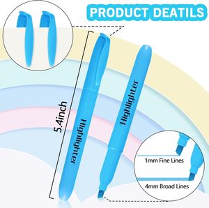 ปากกาไฮไลท์แบบคลาสสิก ปากกาเน้นข้อความแบบเรืองแสง หัวตัด 6/10/12 สี สำหรับใช้ในโรงเรียน - Product Image 3