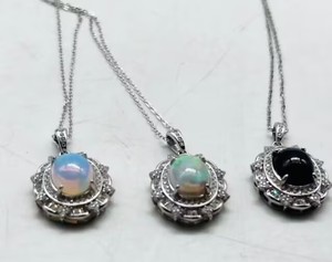 Opale australiano nero gemma alla rinfusa cristalli pendenti pietre con pendenti in argento 925 - Product Image 3