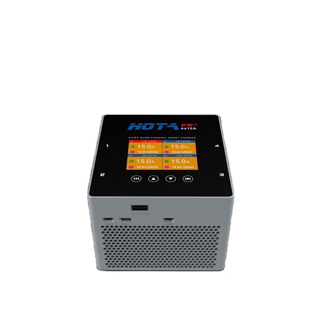 HOTA F6+ 4-Channel Intelligent Balance Charger Airplane 500W 15A 1-6S Li-Po Battery AC DC Input Drones Accessories