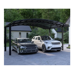 Abri de voiture moderne en alliage d'aluminium avec toit arqué, imperméable et durable, pour 2 voitures, pour patio extérieur, <span class=keywords><strong>jardin</strong></span> - Product Image 4