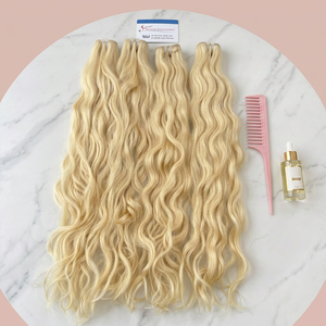 Extensiones de Cabello Humano Virgen Remy Ondulado Natural Color Rubio 613, Paquetes de Cabello Tejido, Precio de Fábrica Vietnamita - Product Image 1