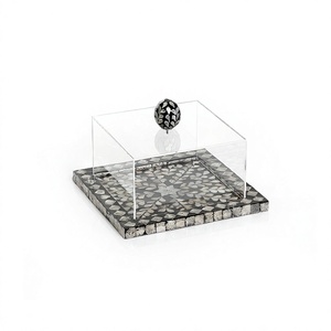 Plateau de service en bois et nacre au design admirable avec couvercle en acrylique Plateau à chocolat pour ustensiles de cuisine - Product Image 1