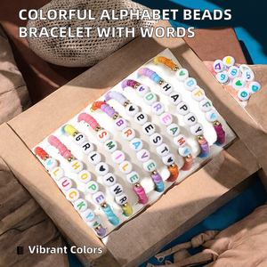 Pulseras de Cuentas con Letras del Alfabeto al por Mayor, Económicas, a la Moda, Estilo Boho, Coloridas, con Palabras de Sueño, Esperanza y Amor, Unisex, para Regalo - Product Image 2