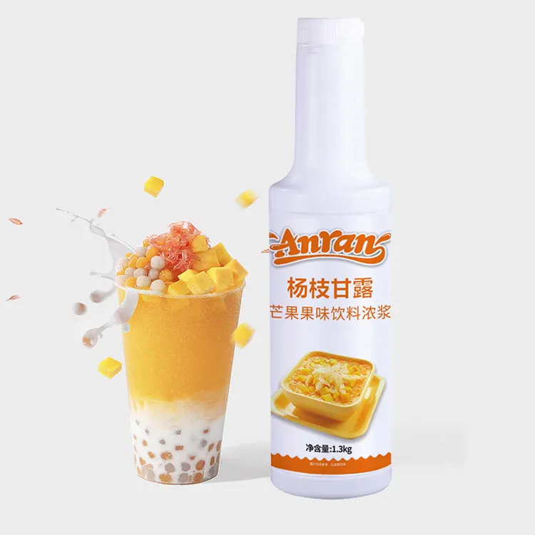 Anran Food Factory Fruit Syrup Mango Concentrated Puree Syrup With Pulp Flavored Syrup