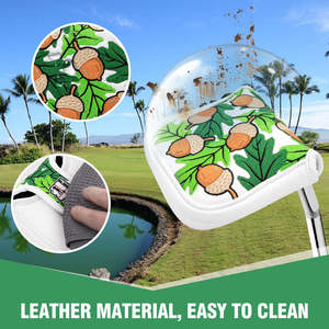 Latest Design Golf Club Head Covers Mallet <b>Headcovers</b> Magnetic Pu Leather Embroidery Pinecone Golf Mallet <b>Putter</b> Cover - Product Image 3