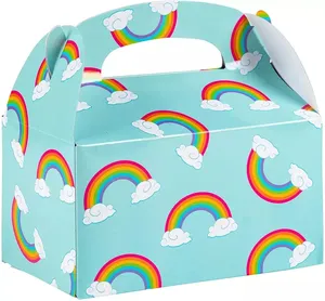 Treat Boxes Paper Party Favor Boxes Rainbow Design Goodie Boxes For Birthdays And Events Party Gable Boxes