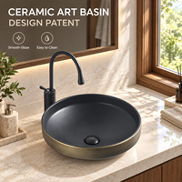 Nouveau design de forme ronde, lavabo de luxe pour comptoir, salle de bain, facile à nettoyer au-dessus du comptoir, évier d'art, bol pour la maison