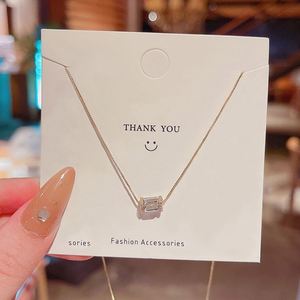 Free Samples Women Stainless Steel Chain Necklace Sparkling Zircon Diamond Necklace Tarnish Free Clavicle Chain - Product Image 4