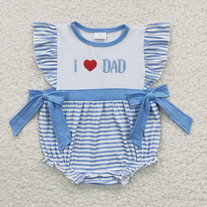 Conjunto de Ropa para Bebés y Niños Pequeños al por Mayor para el Día del Padre, con Bordado de 'I Love Dad', Pantalones Cortos a Rayas, 2 Piezas, Vestido, Mameluco, Ropa de Verano - Product Image 3