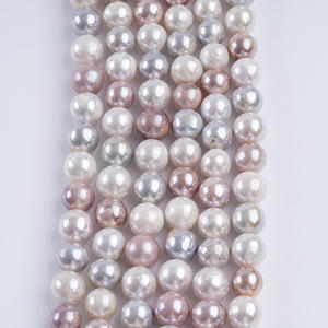 Chaîne de perles d'eau douce naturelles en gros, 11-13 mm, perles d'Edison blanches avec huile brillante, accessoires de vêtements DIY, collier - Product Image 1