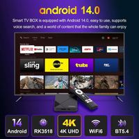 Boîtier TV intelligent 2025 H96 MAX RK3518 STB 4K Streaming BT 5.4 WiFi 6 Internet Super Box personnalisé certifié Google Android 14 - Top TV Box