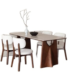 Juego de mesa y sillas de comedor de madera maciza minimalista moderno, 4 piezas, rectangular, muebles de diseño para comedor - Product Image 3