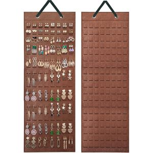 Organisateur de boucles d'oreilles suspendues avec 20 crochets, en feutre espresso, à fixer au mur, rangement de bijoux pour femmes, design moderne - Product Image 1