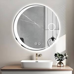 Round Smart LED Mirror with Bluetooth <b>Speaker</b> Anti Fog IP65 Waterproof Touch <b>Switch</b> Dimmable 3 Colors for Home Gym Decor - Product Image 1