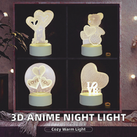 Nouvelle Lampe d'Ambiance 3D Moderne 2026, Veilleuse USB LED 5W en Acrylique, Blanc Chaud, Style Anime, Illusion 3D pour Chambre d'Enfant et Maison