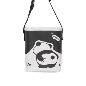 Panda Cartoon Car Trash Can Leather <b>Material</b> Rear Seat Hanging <b>Storage</b> <b>Box</b> Waterproof Pressure Resistant - Product Image 3