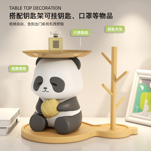 Panda Key Holder With Bamboo Tree Stand Cartoon Design For Home Decor And Gift Giving - Product Image 2