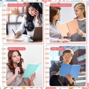 <b>A5</b> Size PU Journal Diary Leather Notebook with Custom Logo Hardcover Style Colorful Lined Pages Sewing Binding for School - Product Image 3